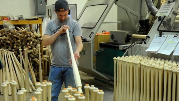 Man inspecting baseball bat